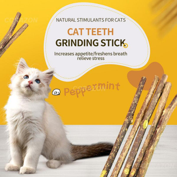 Catnip Clean Teeth Green Cat Snacks Sticks | Molar Stick Pet Supplies & Toys for Cats | Chew Toy with Natural Plants for