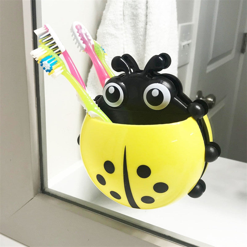 Adorable Ladybug Toothbrush Holder with Suction Cups - Perfect Kids Bathroom Accessory & Gift