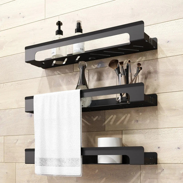 Set of 3 pcs Modern Bathroom Shelf with Towel Rack, Minimalist Bathroom Organizer Shelf Towel Holder Shelf