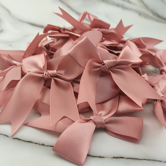 Small Fresh Pink Ribbon Bow, Satin Ribbon Flower for DIY Party Decoration & Handcraft