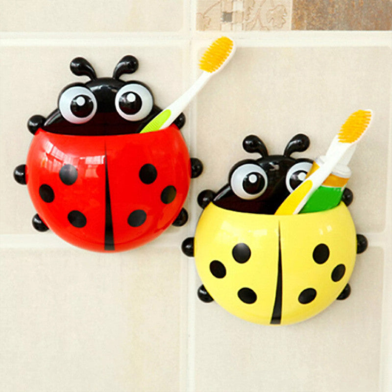 Adorable Ladybug Toothbrush Holder with Suction Cups - Perfect Kids Bathroom Accessory & Gift