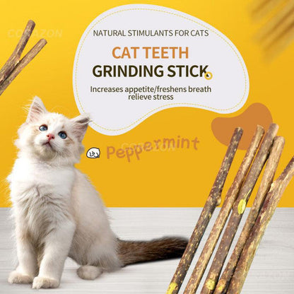 Catnip Clean Teeth Green Cat Snacks Sticks | Molar Stick Pet Supplies & Toys for Cats | Chew Toy with Natural Plants for