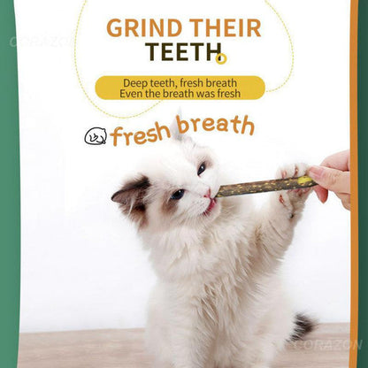 Catnip Clean Teeth Green Cat Snacks Sticks | Molar Stick Pet Supplies & Toys for Cats | Chew Toy with Natural Plants for