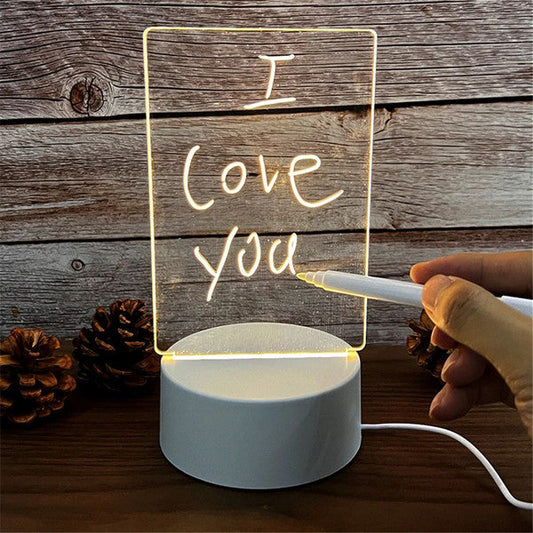 Transparent Luminous LED Night Light with Erasable Write Message Board