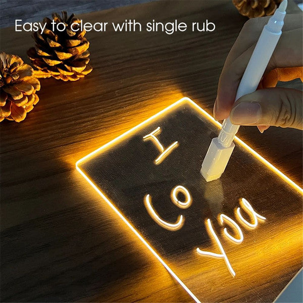 Transparent Luminous LED Night Light with Erasable Write Message Board