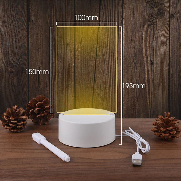 Transparent Luminous LED Night Light with Erasable Write Message Board