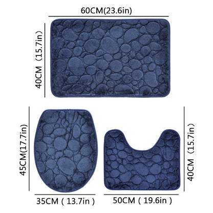 Modern Stone Pattern Bath Mat Set, Ultra-Absorbent, Non-Slip & Comfortable for Simple Bathroom Decor