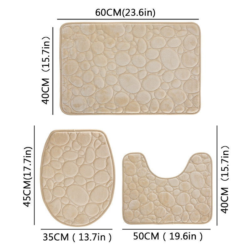 Modern Stone Pattern Bath Mat Set, Ultra-Absorbent, Non-Slip & Comfortable for Simple Bathroom Decor